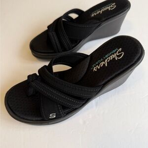 Skechers Women's Rumblers Black Wedge Sandals